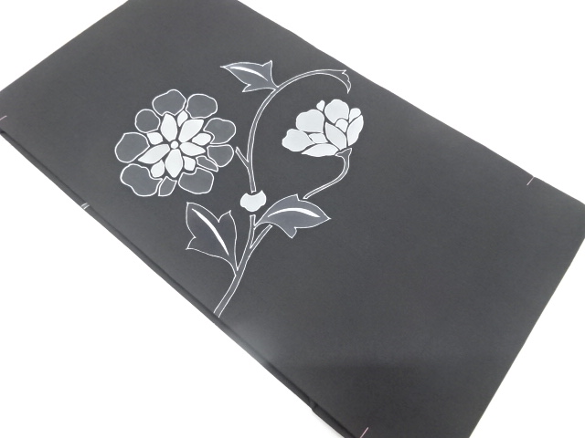 未使用品　塩瀬　花唐草模様　刺繍　名古屋帯